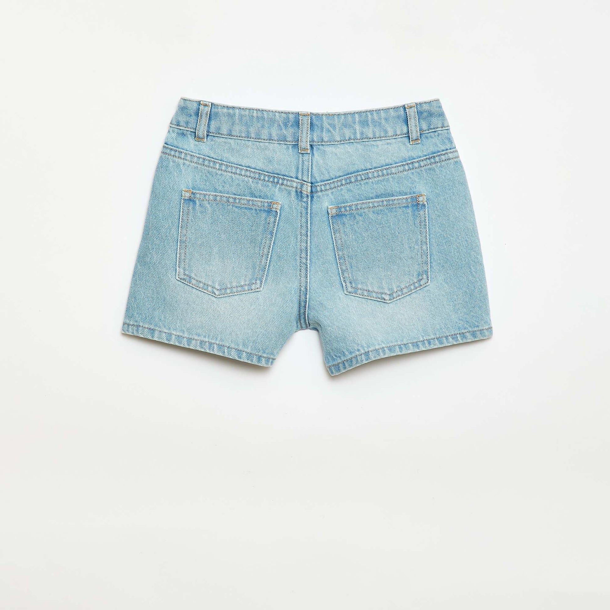Short en denim taille haute BLEU