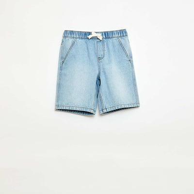 Short en jean élastiqué BLEU