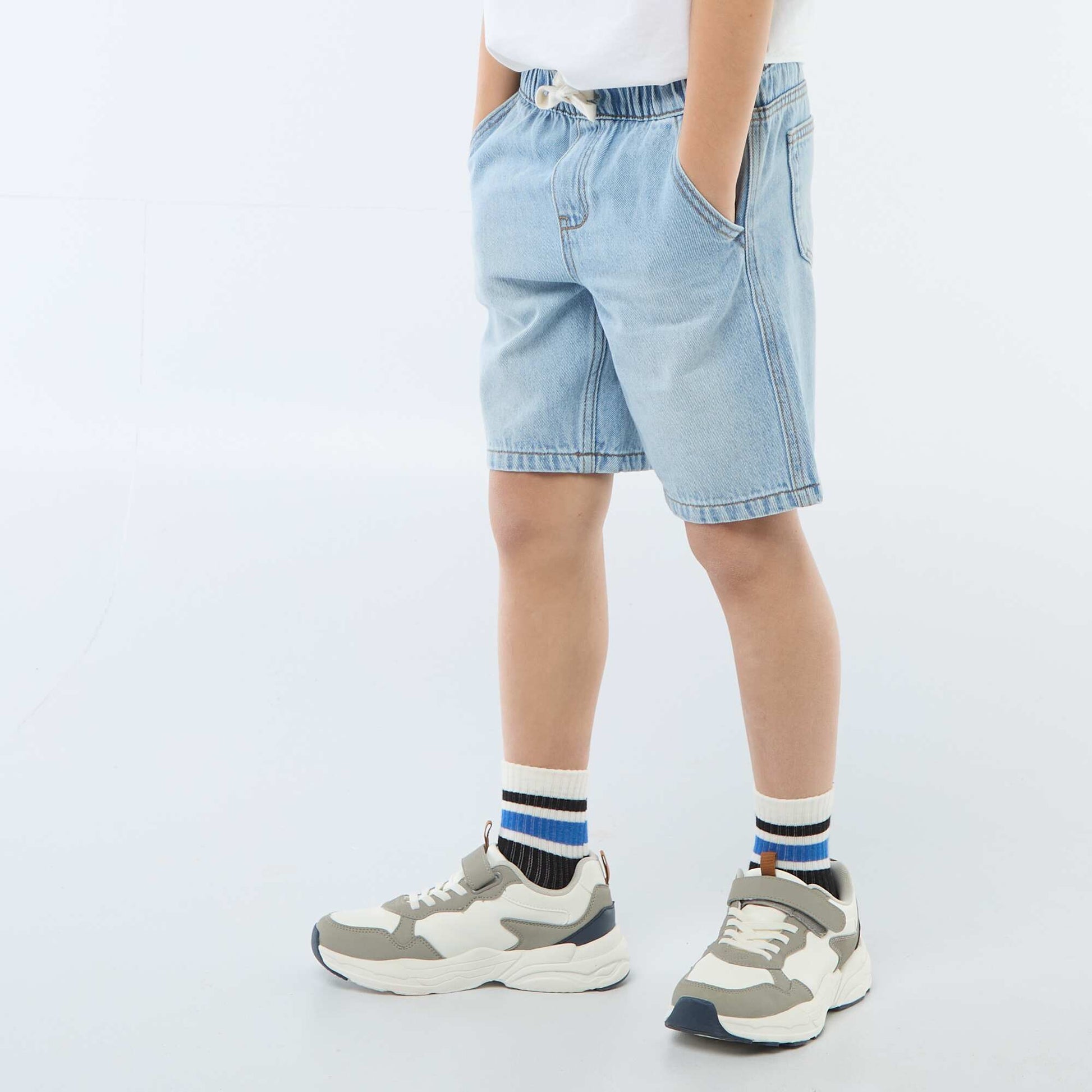 Short en jean élastiqué BLEU