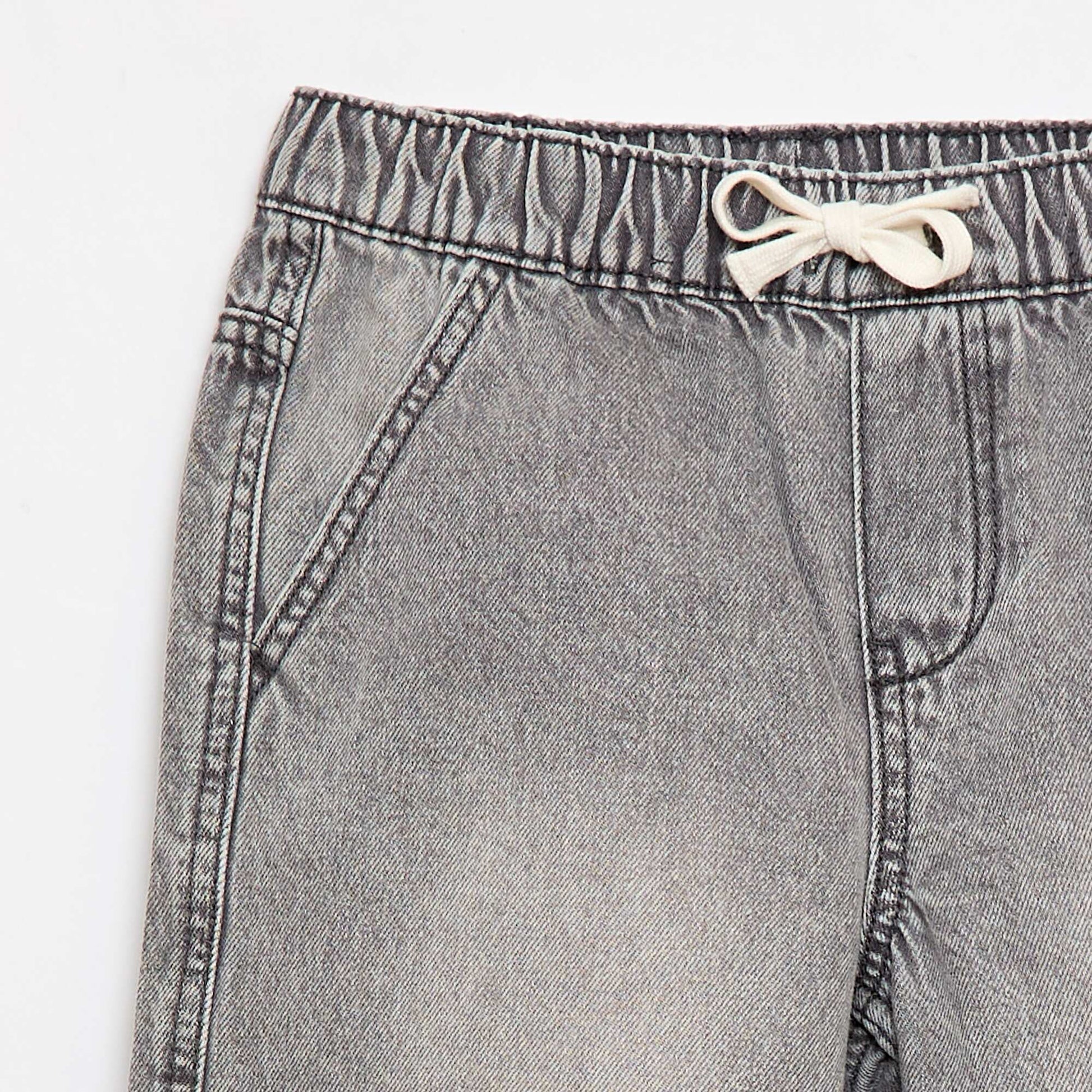 Short en jean élastiqué GRIS