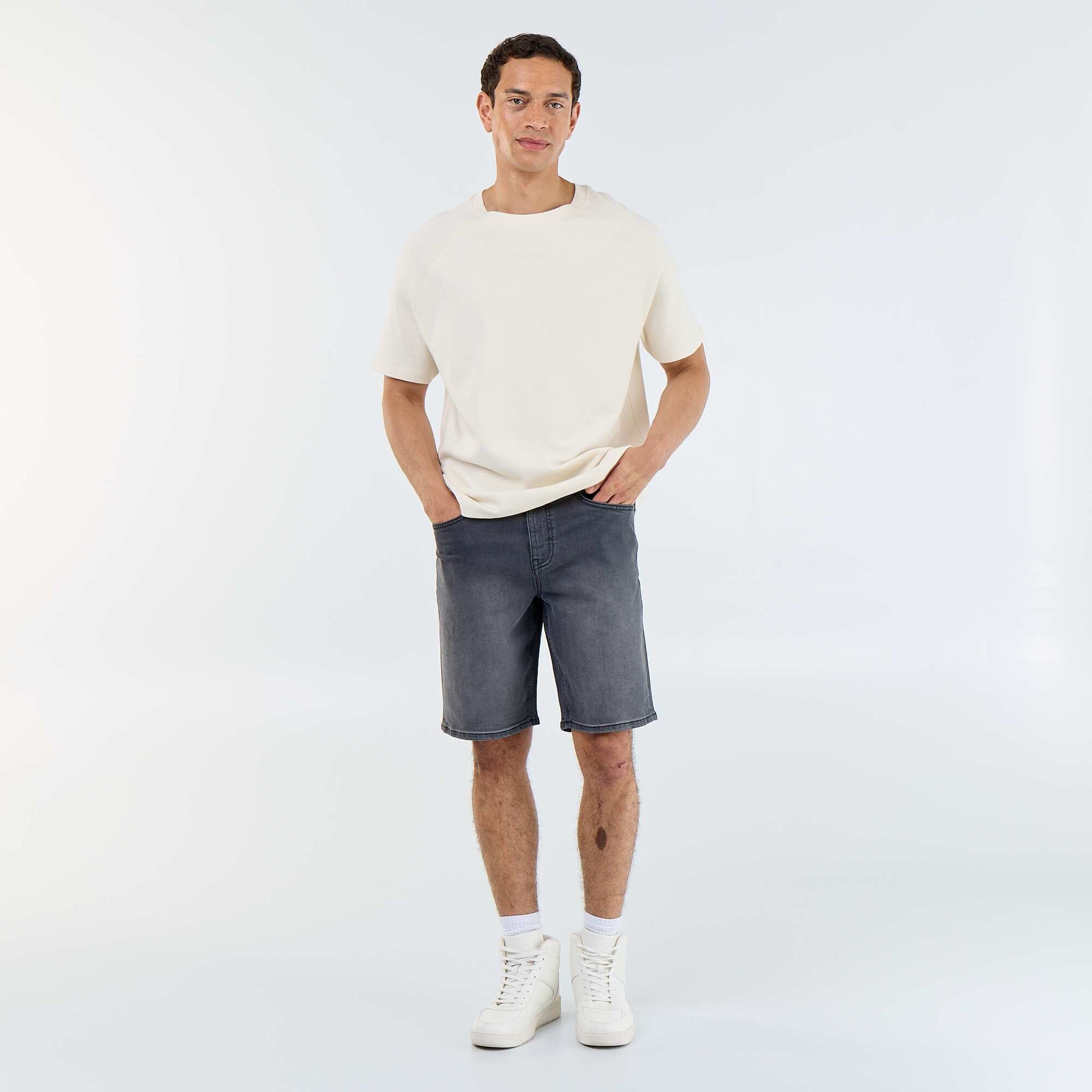 Bermuda en jean slim fit GRIS
