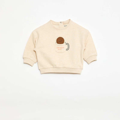 Sweat-shirt manches longues à col rond BEIGE