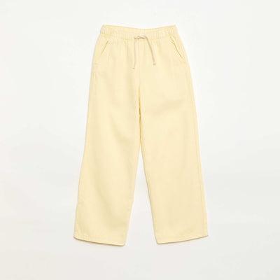 Pantalon en twill avec cordons de serrage JAUNE