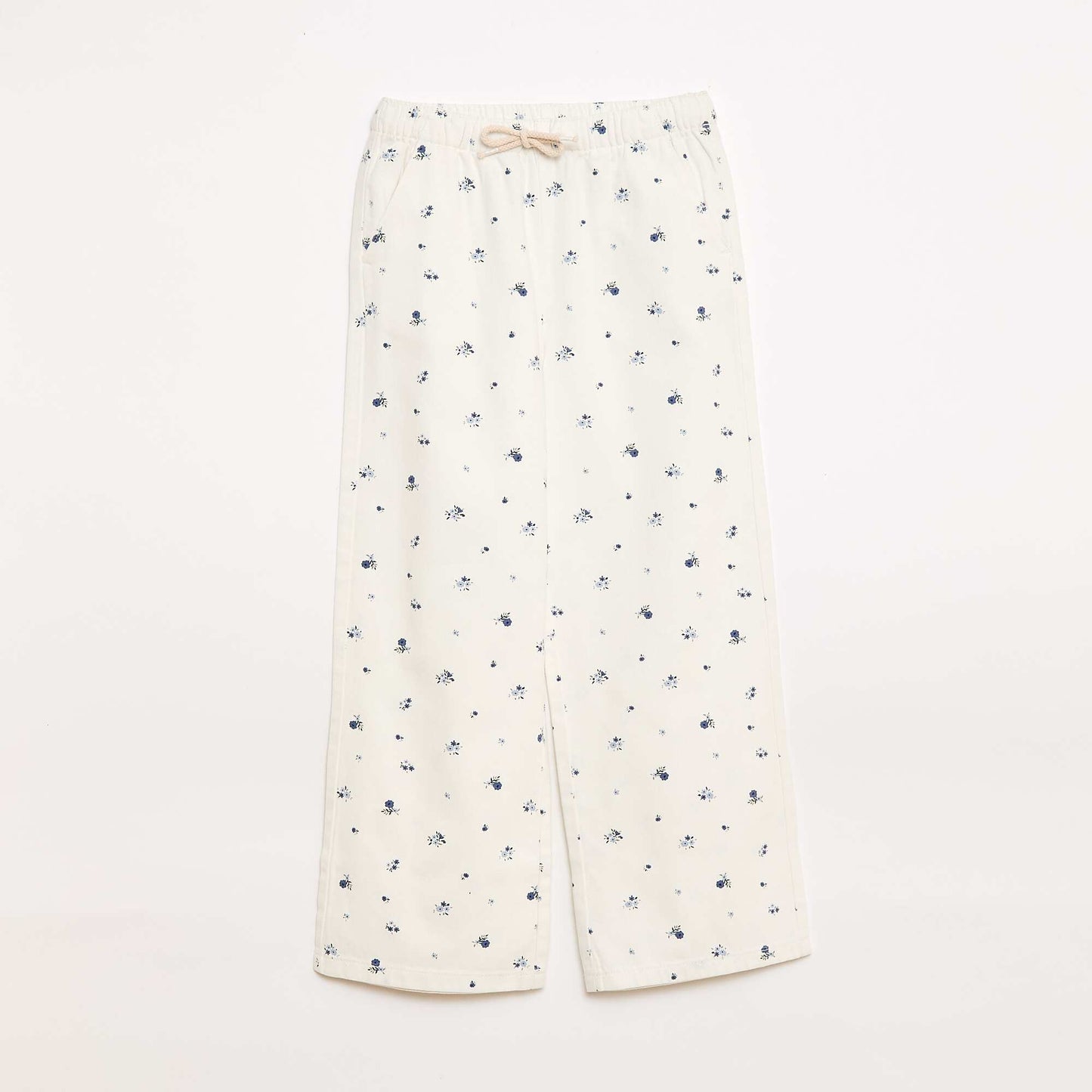 Pantalon en twill avec cordons de serrage BLANC
