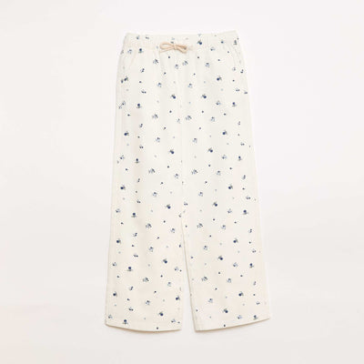Pantalon en twill avec cordons de serrage BLANC