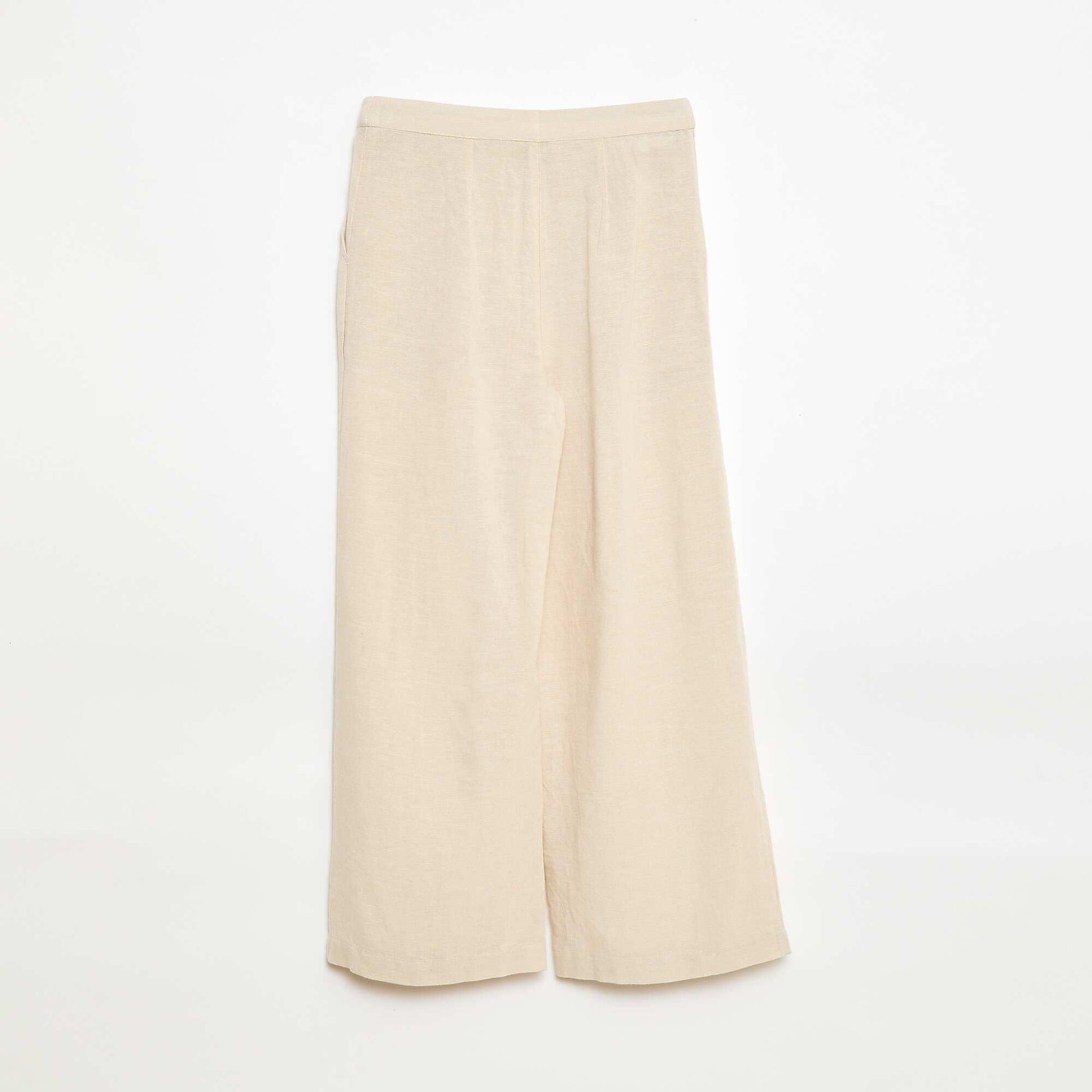 Pantalon large en lin mélangé BLANC