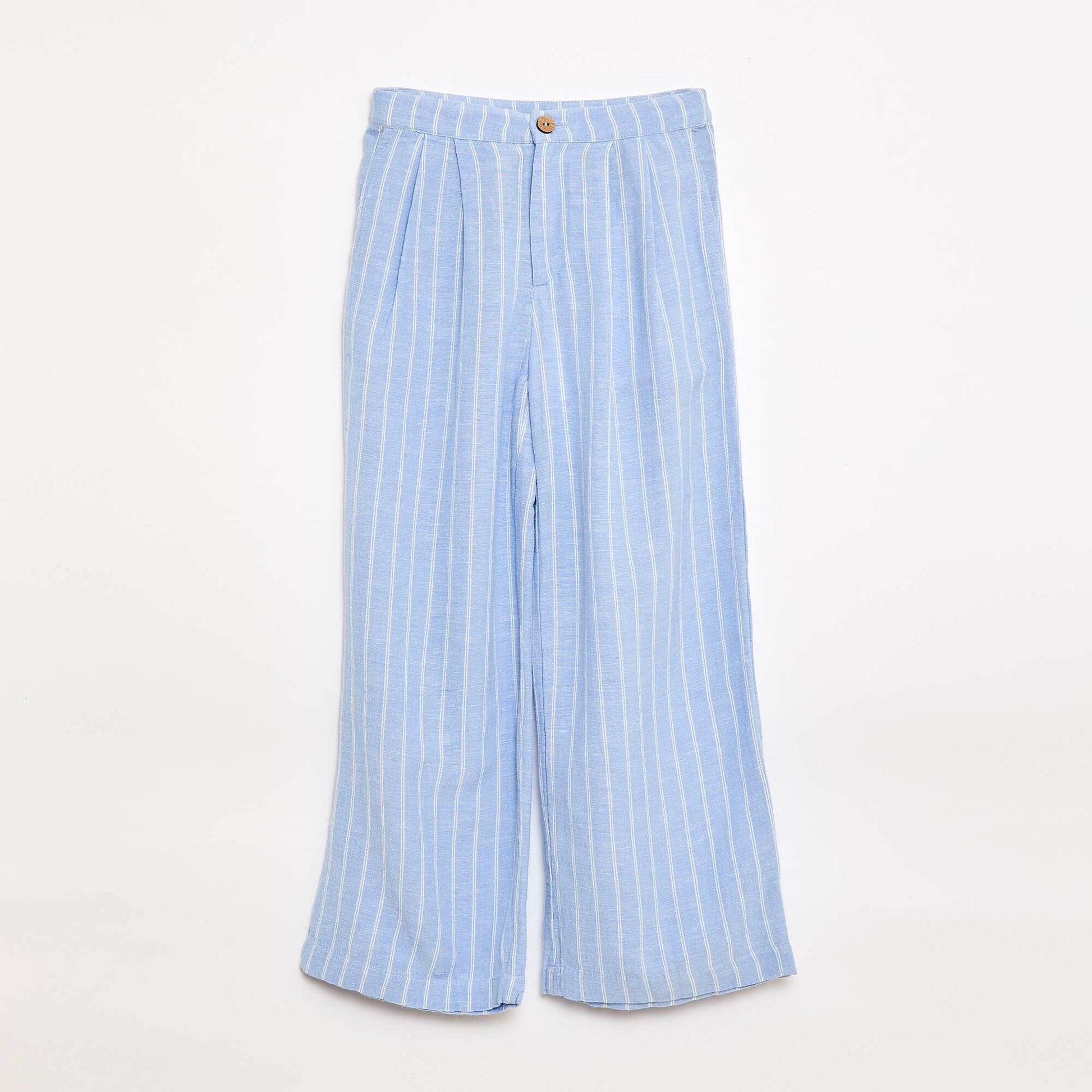 Pantalon large en lin mélangé BLEU