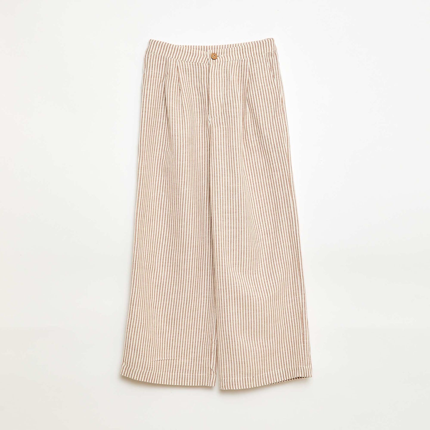 Pantalon large en lin mélangé BEIGE