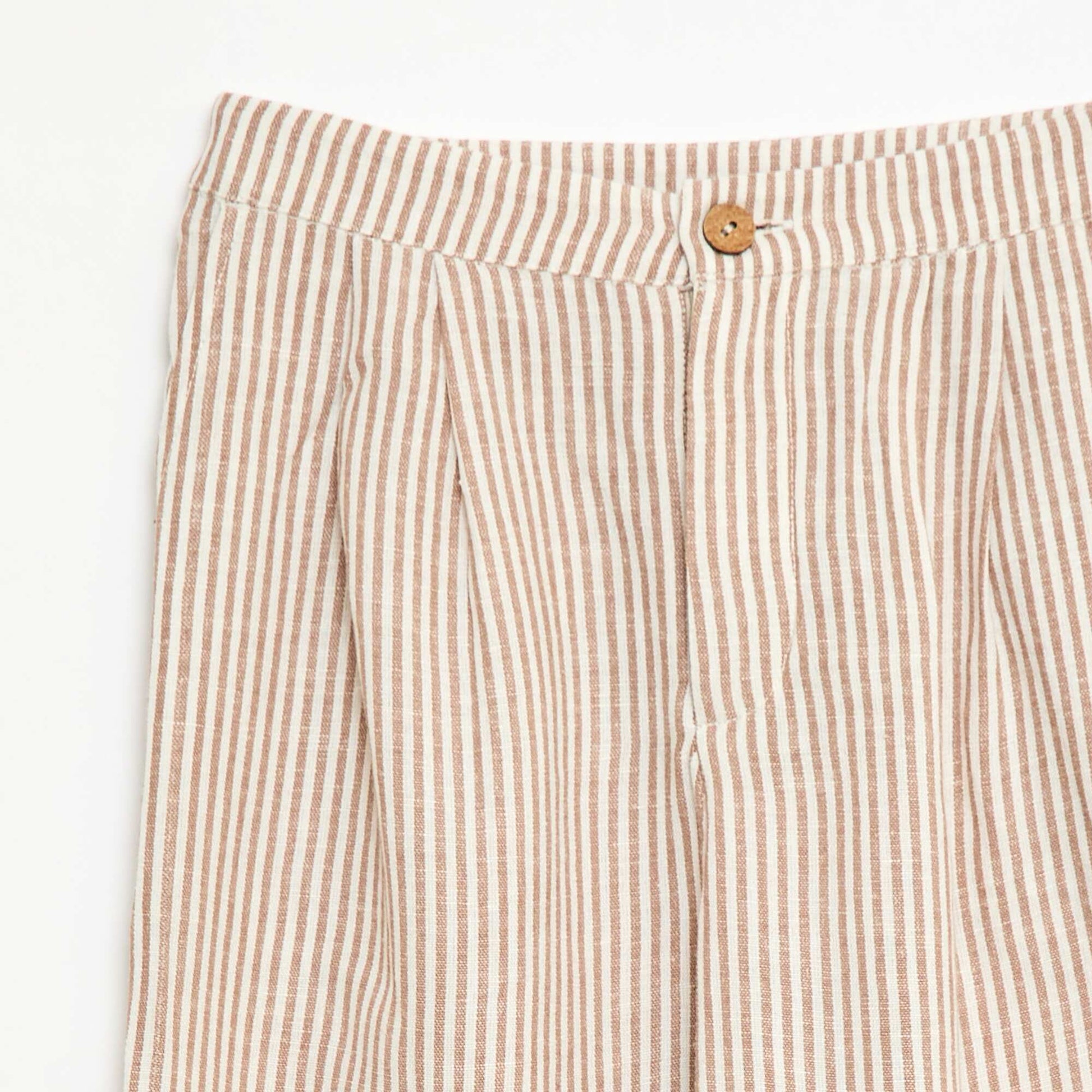 Pantalon large en lin mélangé BEIGE