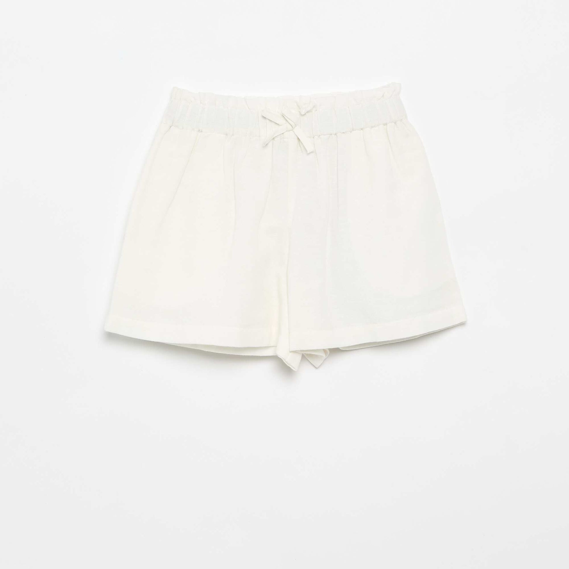Short uni avec nœud fantaisie BLANC