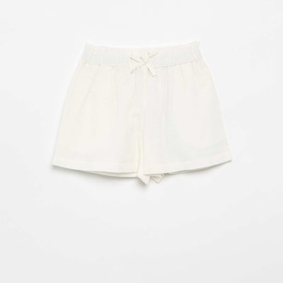 Short uni avec nœud fantaisie BLANC