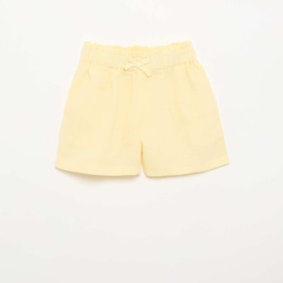 Short uni avec nœud fantaisie JAUNE