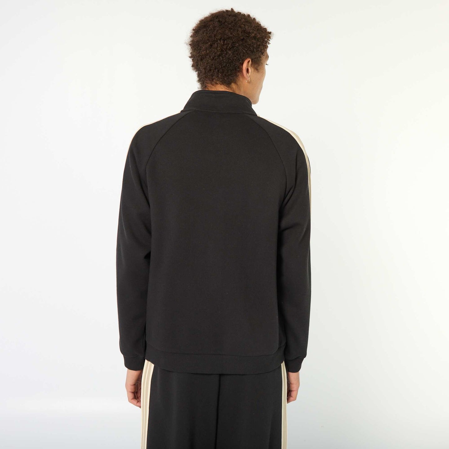 Sweat zippé avec bande sur le côté NOIR