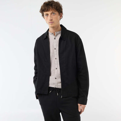 Veste en twill zippée unie NOIR