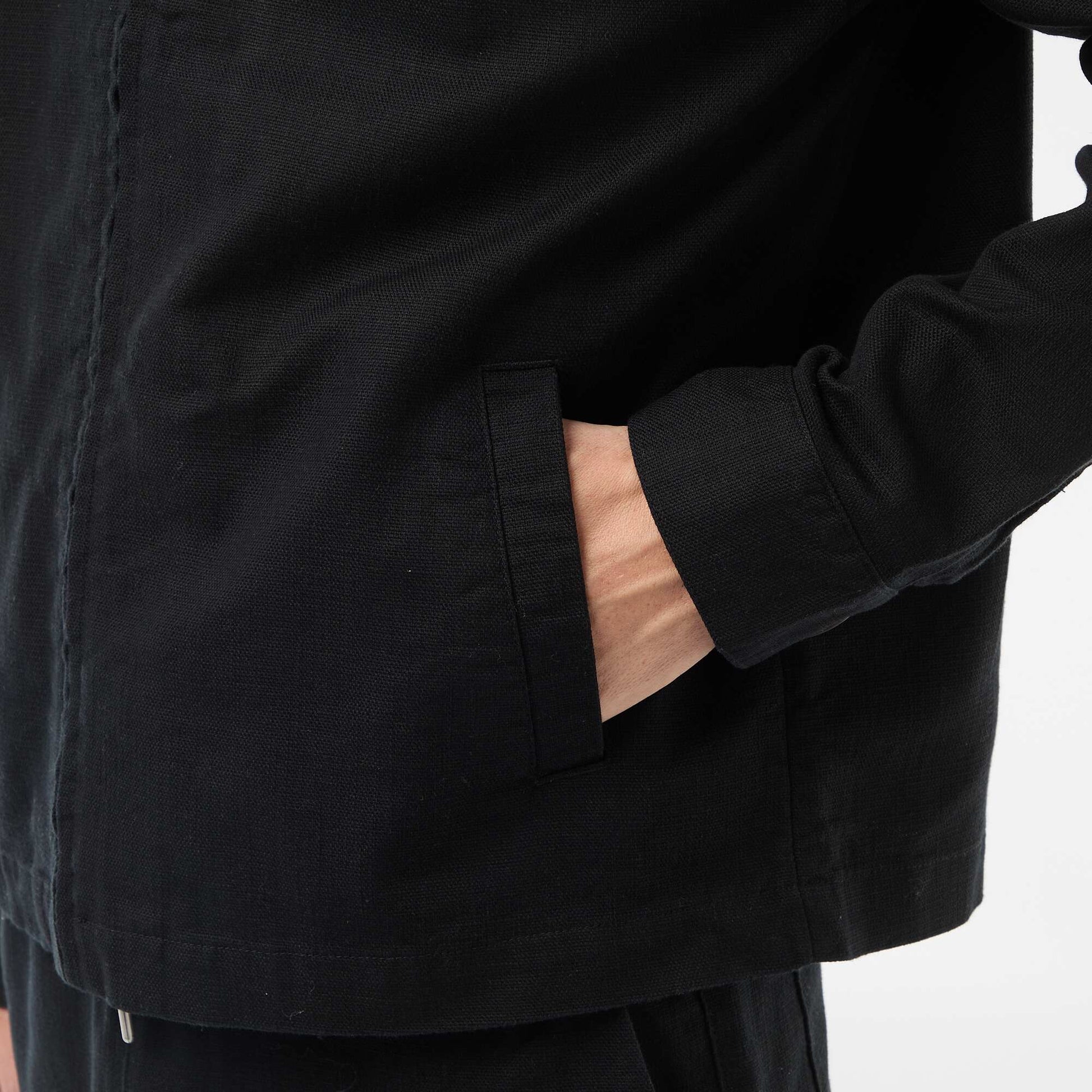 Veste en twill zippée unie NOIR
