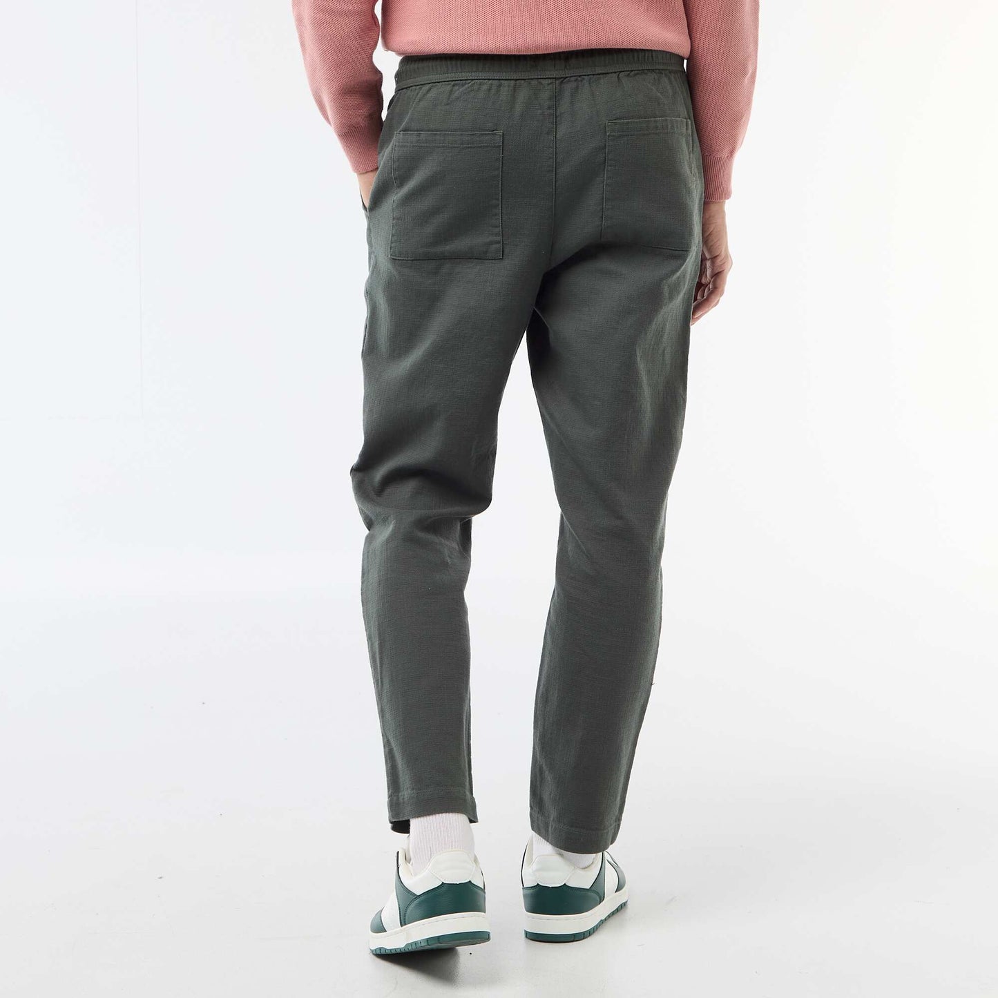 Pantalon droit à taille élastiquée VERT