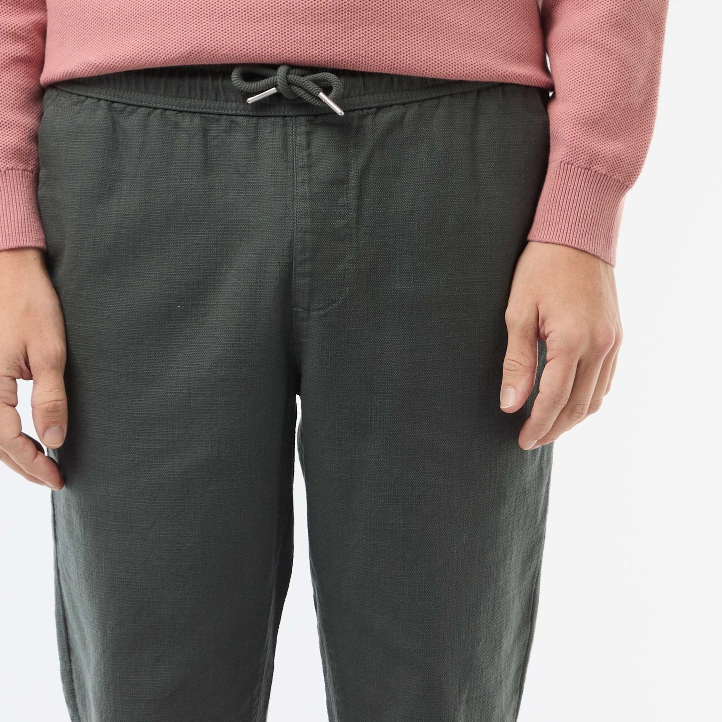 Pantalon droit à taille élastiquée VERT