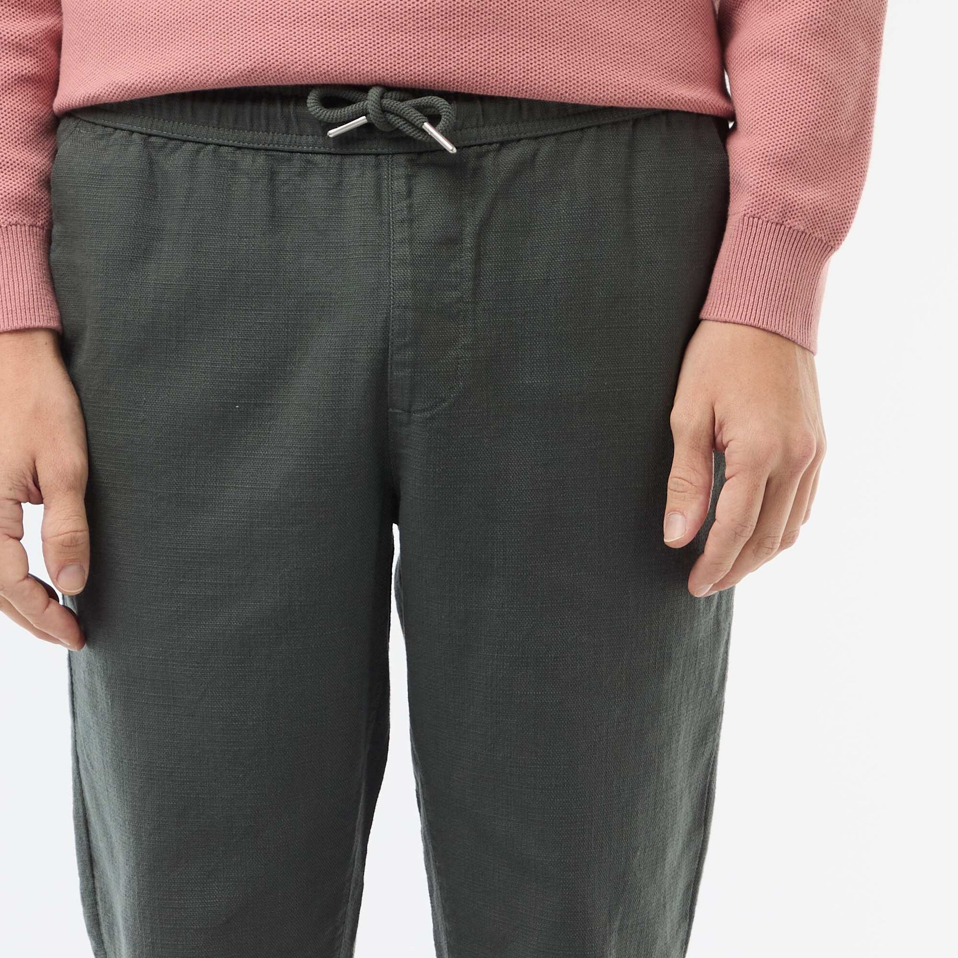 Pantalon droit à taille élastiquée VERT