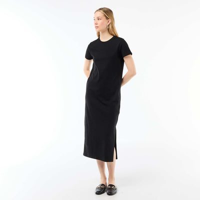 Robe longue en jersey manches courtes NOIR