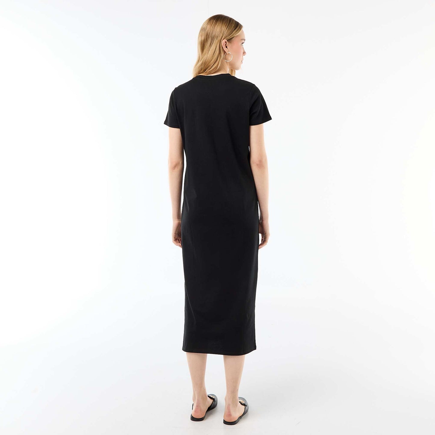 Robe longue en jersey manches courtes NOIR