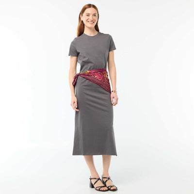 Robe longue en jersey manches courtes GRIS