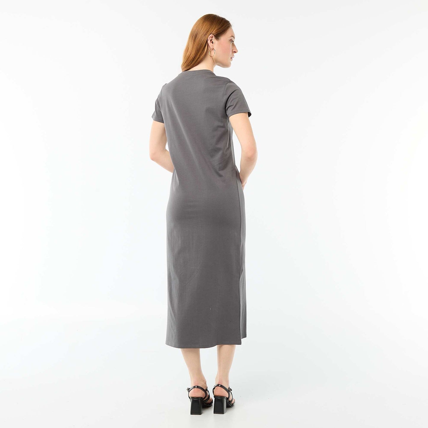 Robe longue en jersey manches courtes GRIS