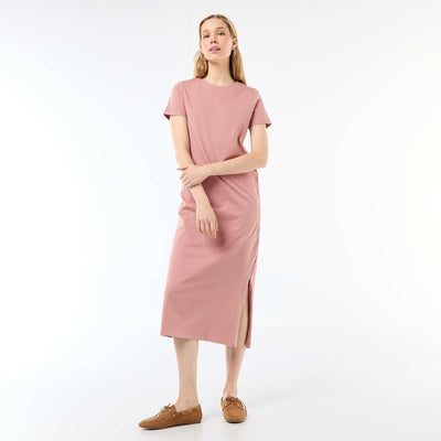 Robe longue en jersey manches courtes ROSE