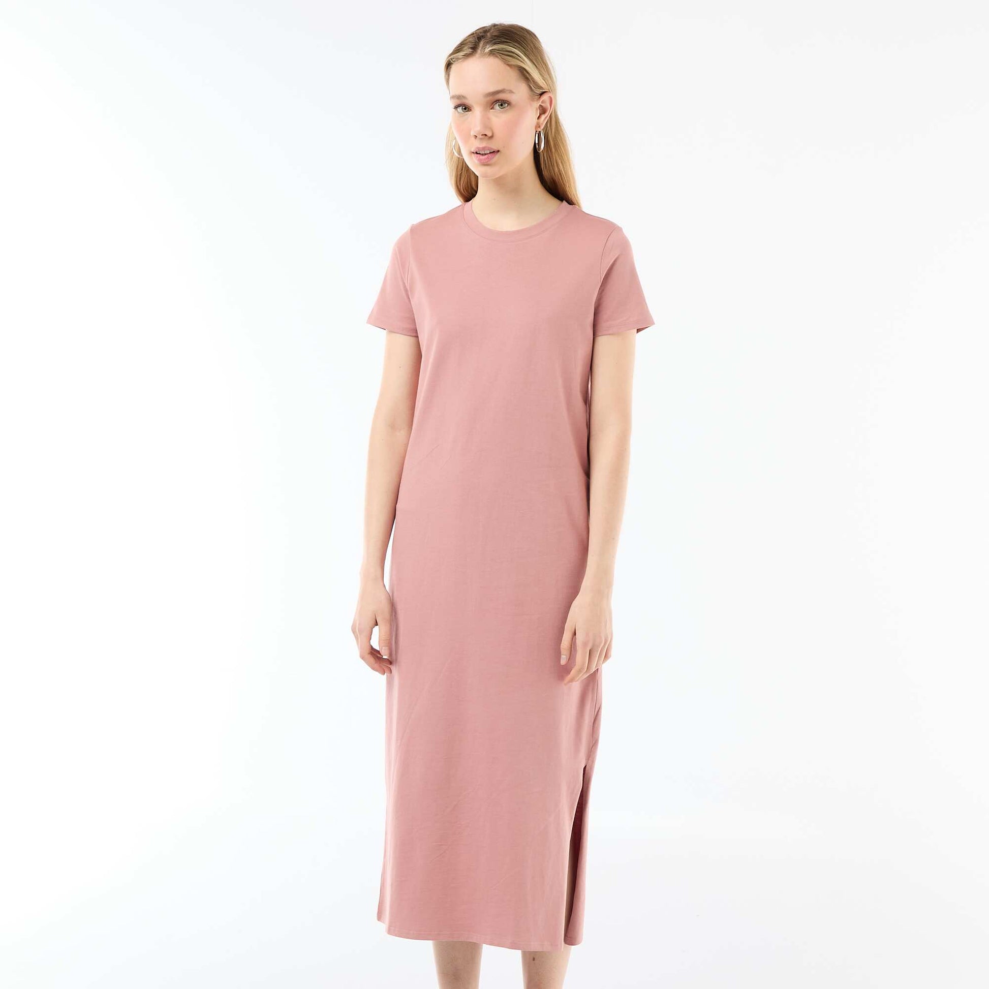 Robe longue en jersey manches courtes ROSE