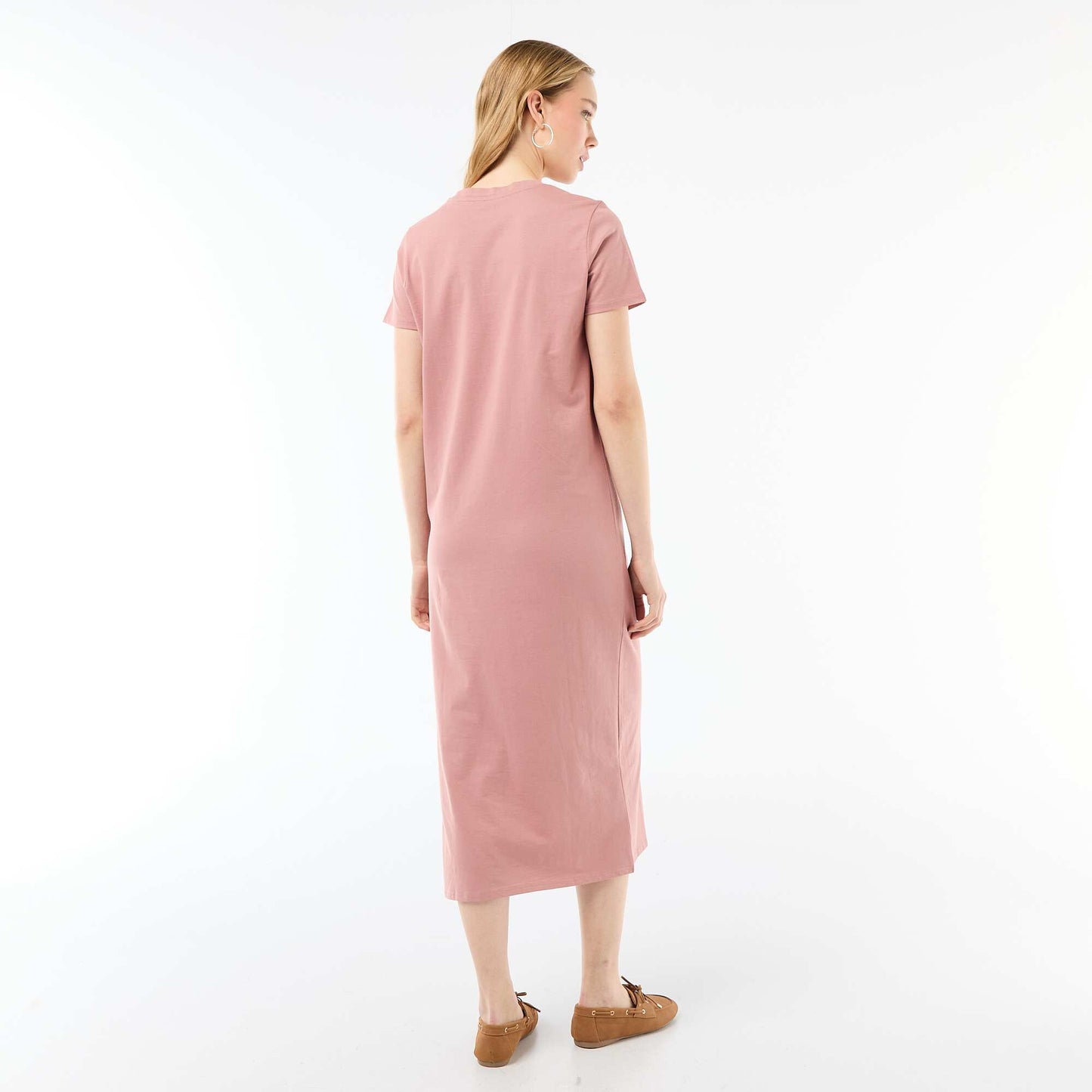 Robe longue en jersey manches courtes ROSE