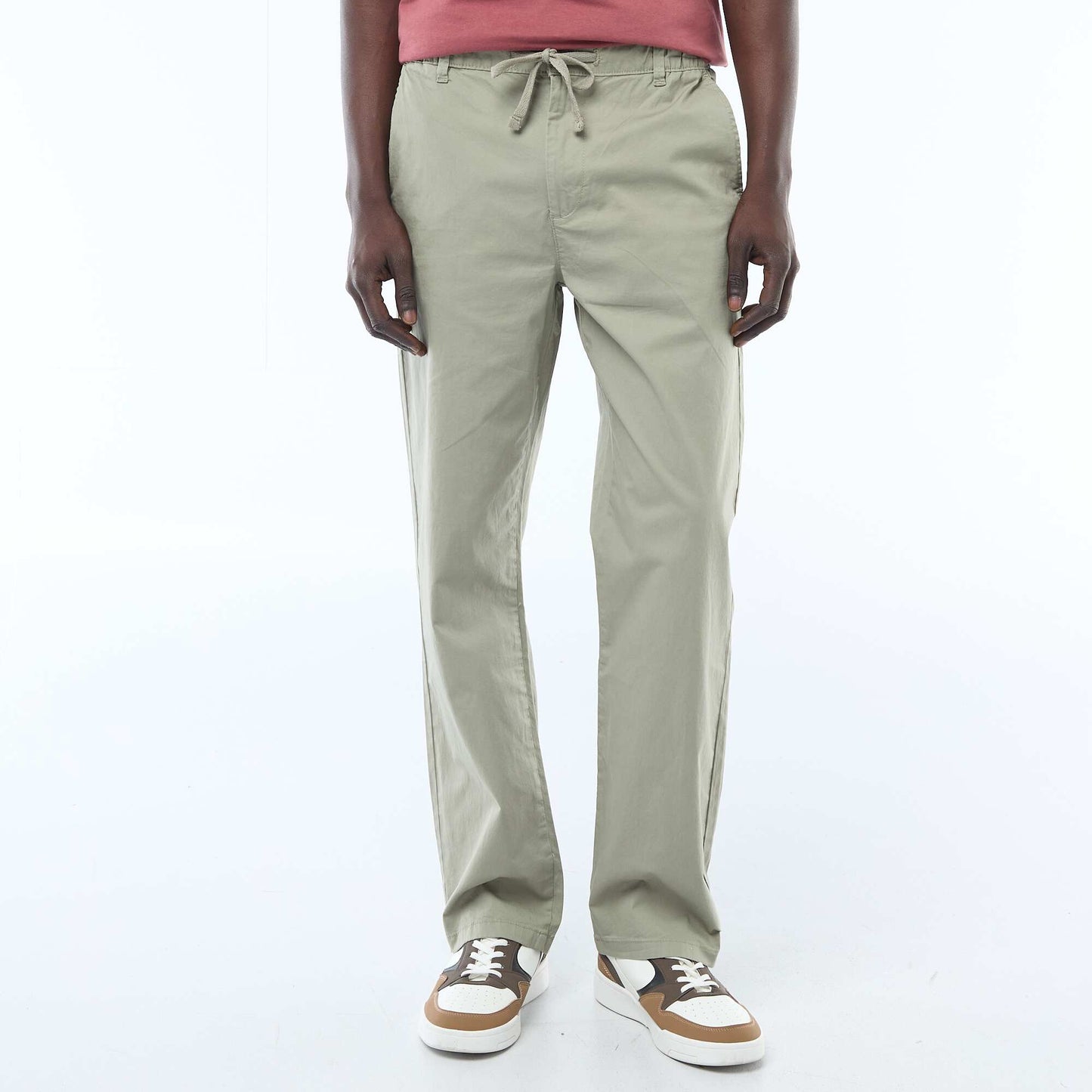 Pantalon regular en twill VERT