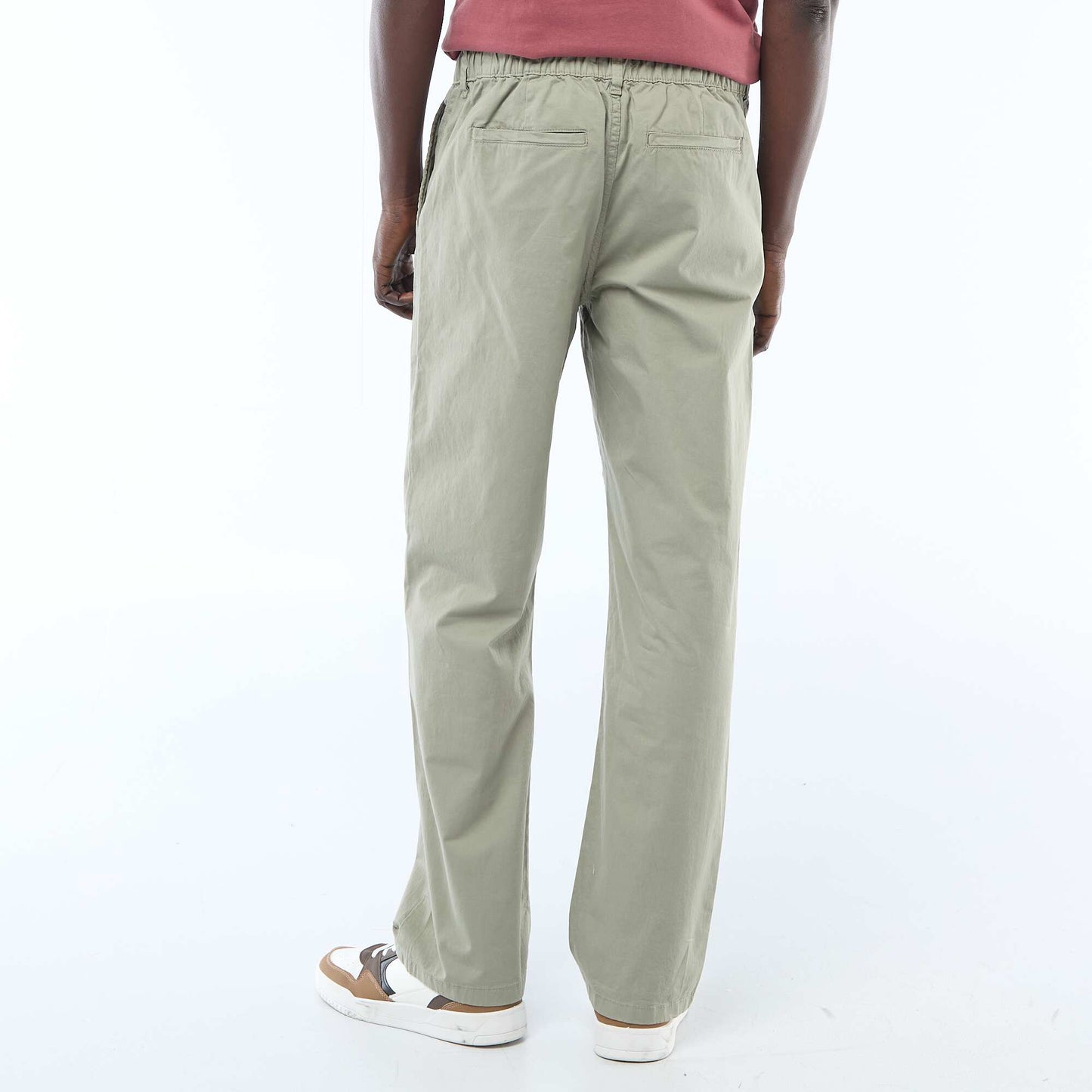 Pantalon regular en twill VERT