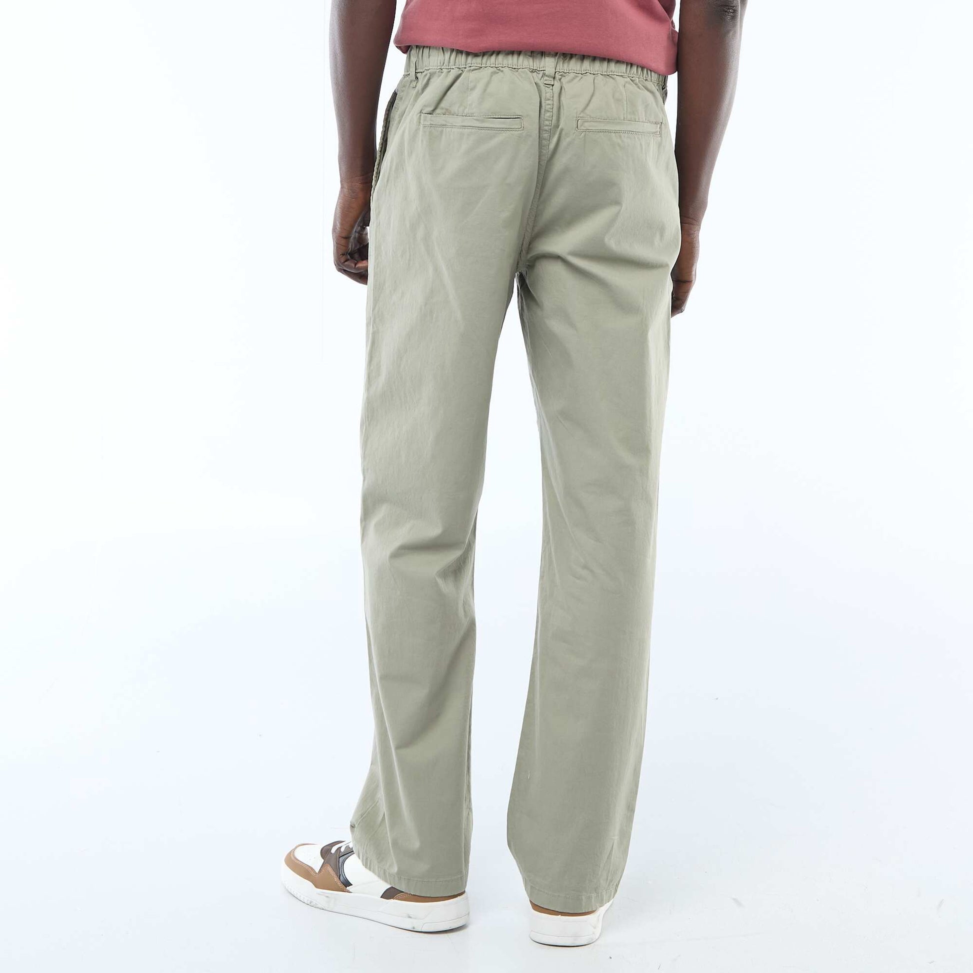 Pantalon regular en twill VERT