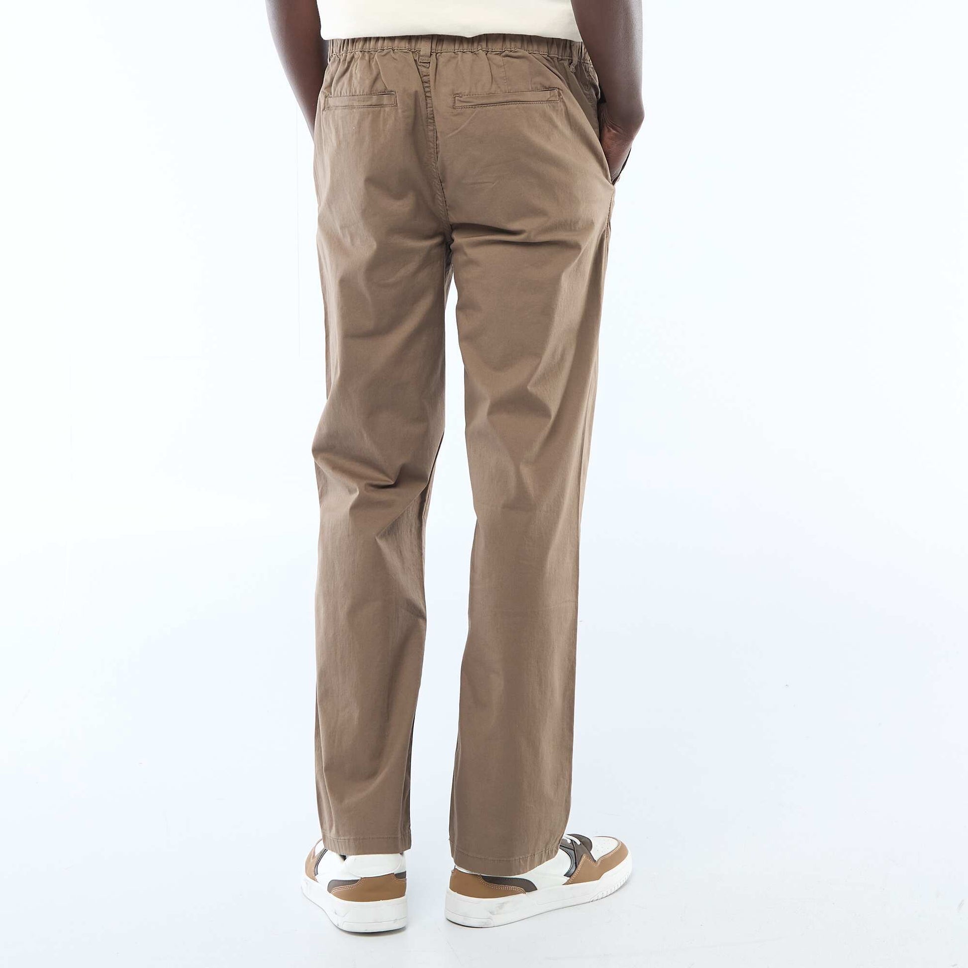 Pantalon regular en twill MARRON
