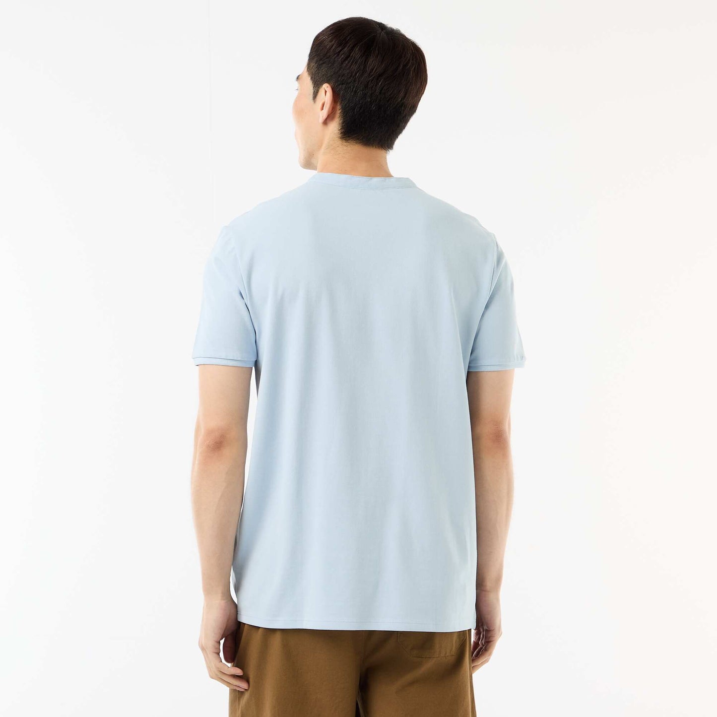 Polo homme à manches courtes en maille piquée à col tunisien BLEU