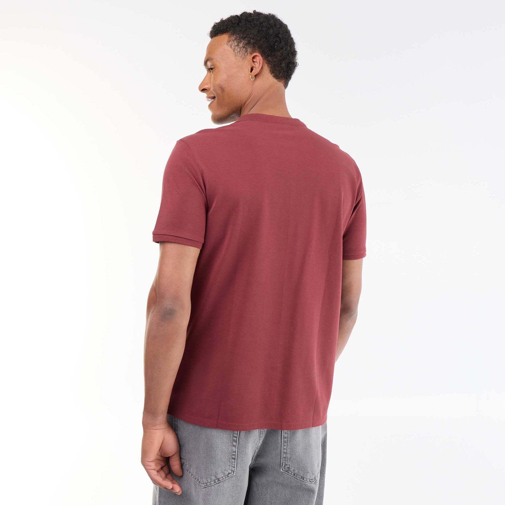 Polo homme uni en maille piquée à col tunisien ROUGE