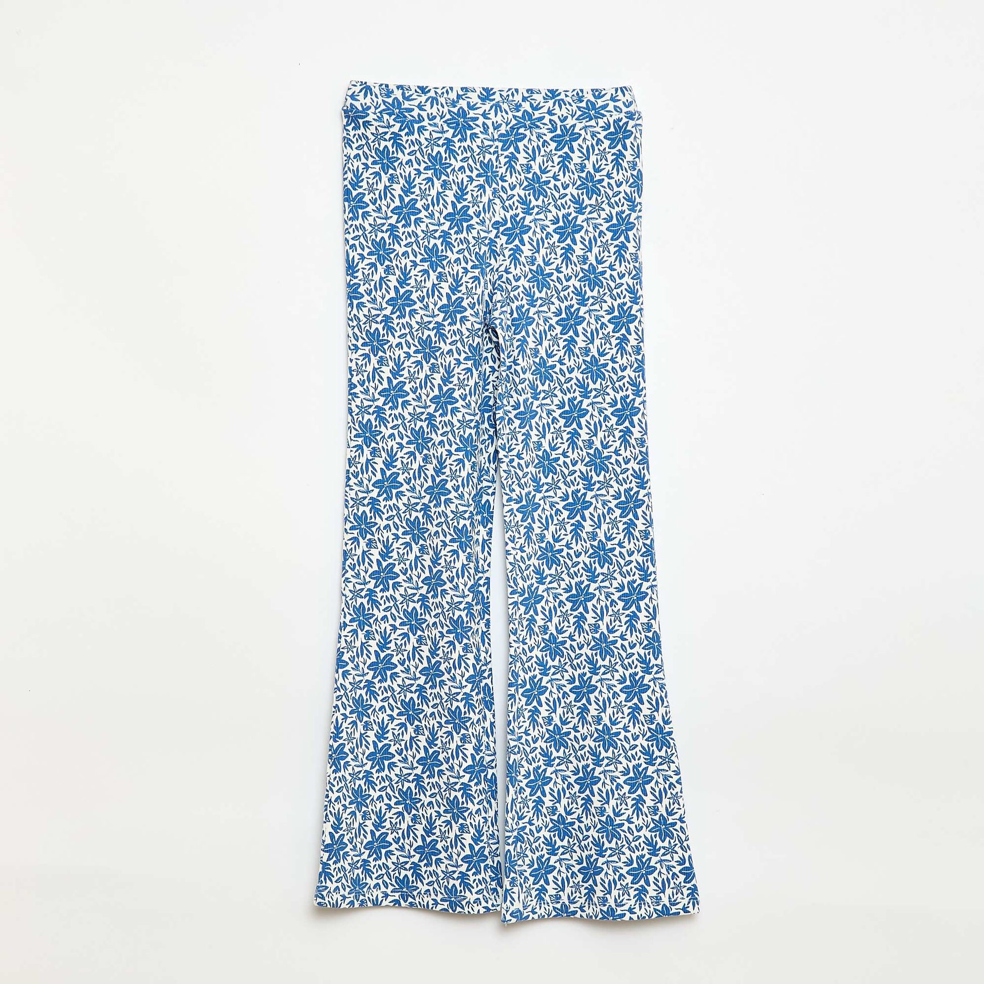 Legging côtelé à motif BLEU
