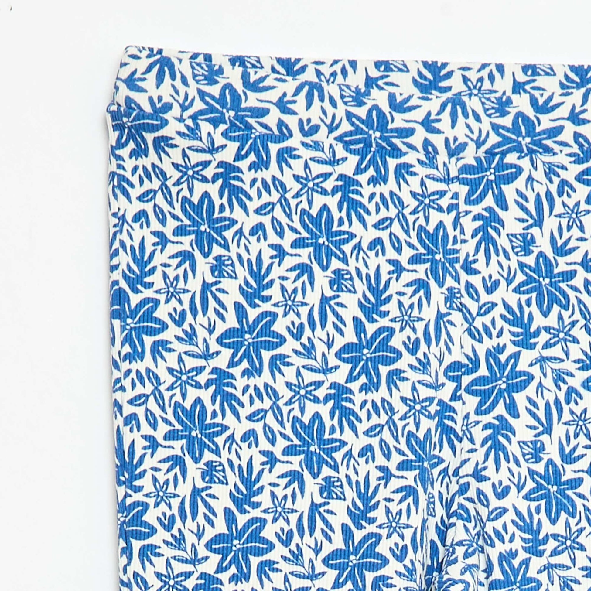 Legging côtelé à motif BLEU
