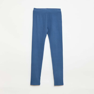 Legging maillé en coton uni BLEU