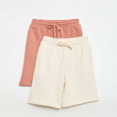 Lot de 2 shorts en coton uni BEIGE