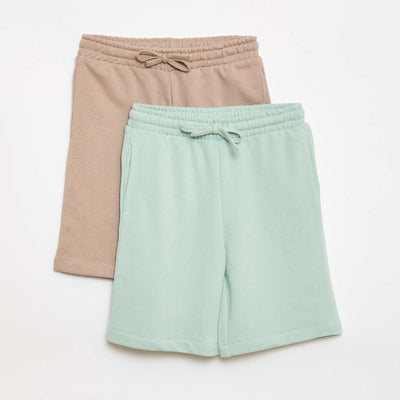 Lot de 2 shorts en coton uni VERT