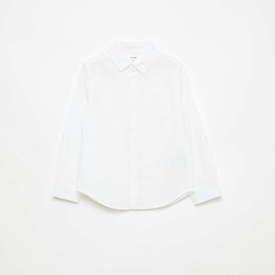 Chemise avec poche et manches retroussables BLANC