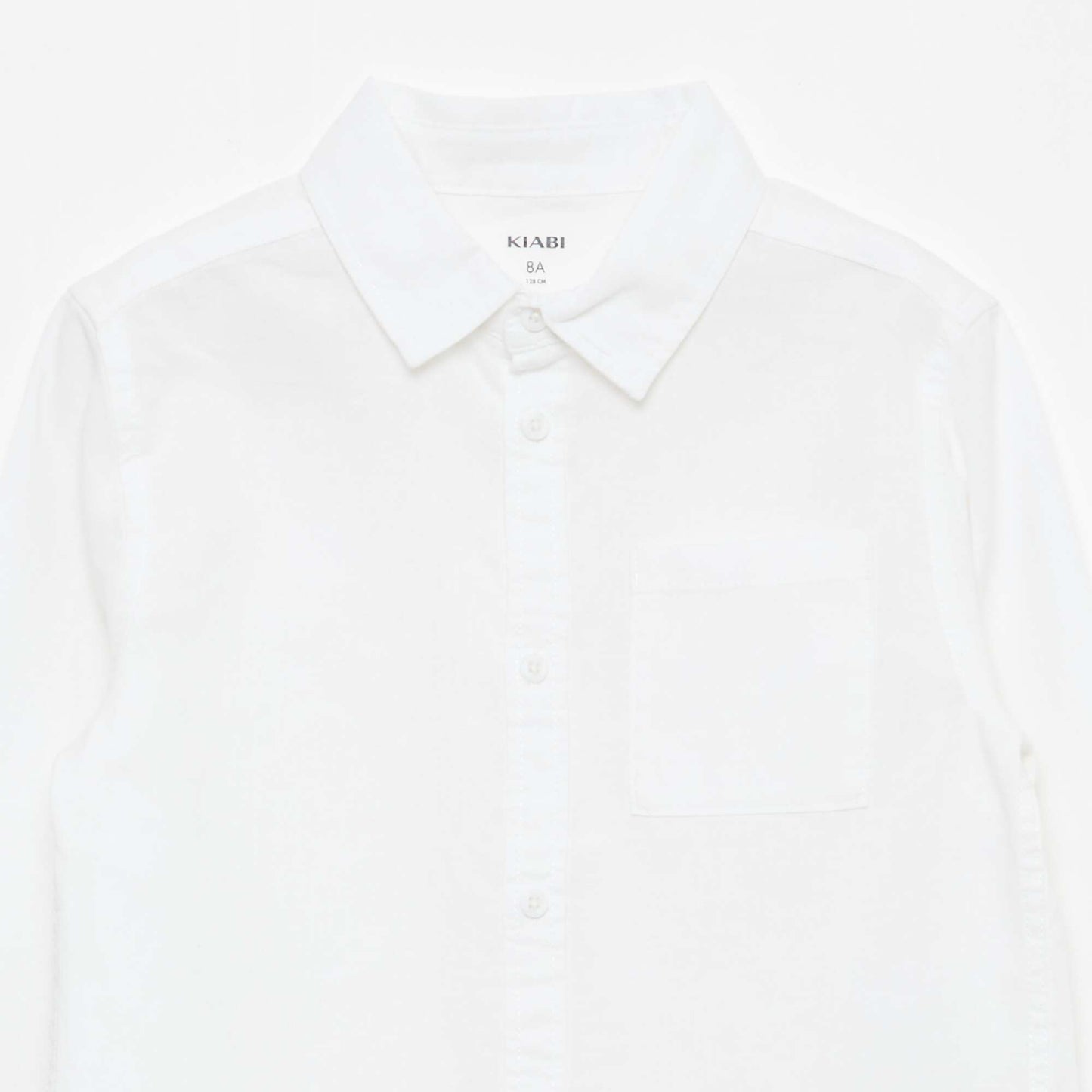 Chemise avec poche et manches retroussables BLANC