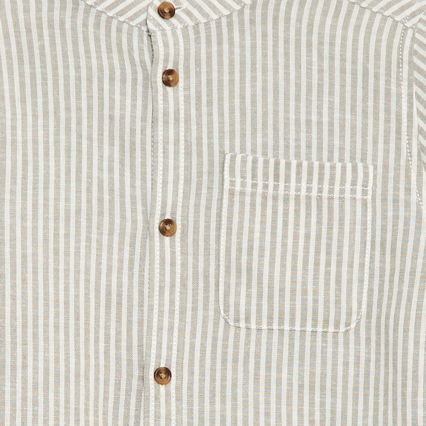 Chemise à manches longues en lin et coton KAKI
