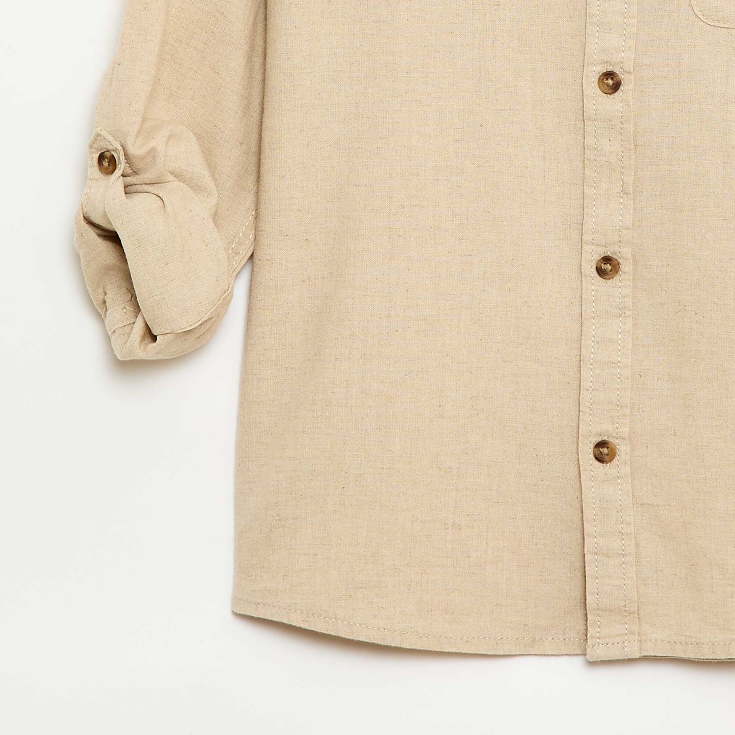 Chemise à manches longues en lin et coton BLANC