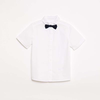 Chemise en popeline avec nœud papillon BLANC