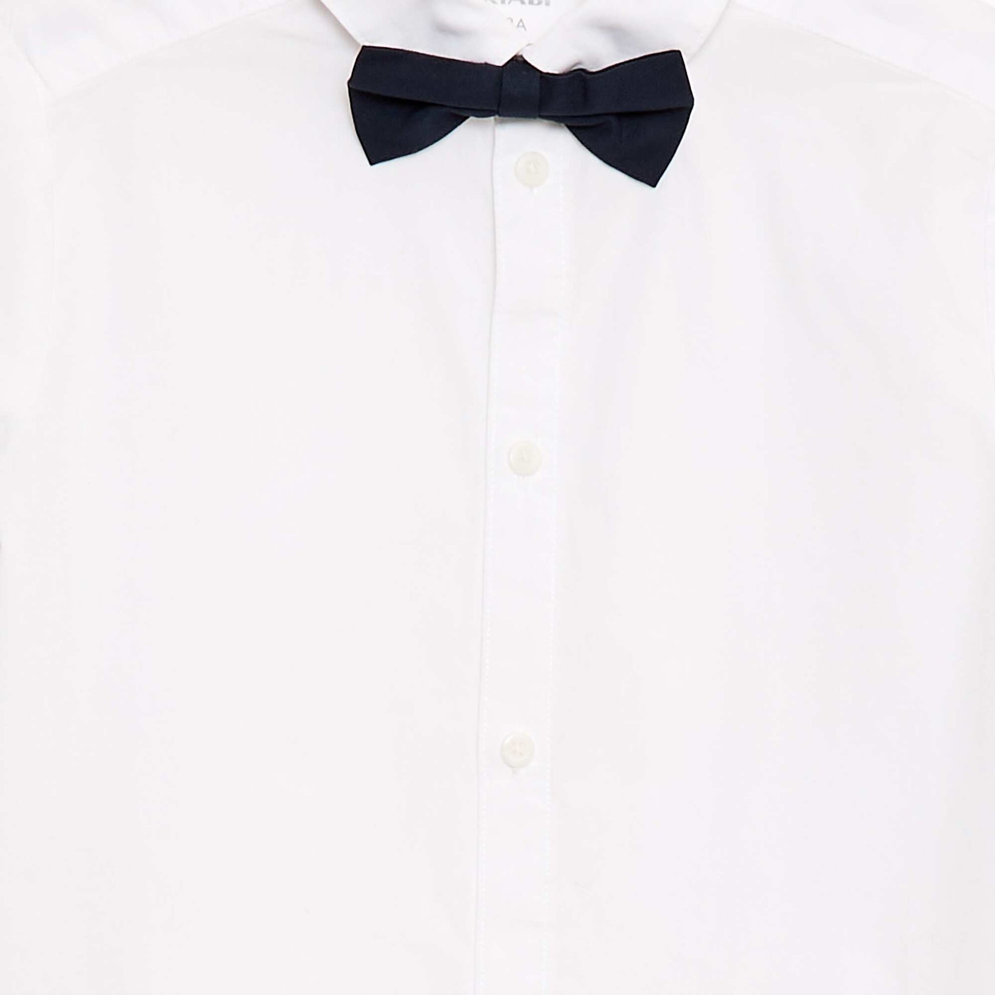 Chemise en popeline avec nœud papillon BLANC