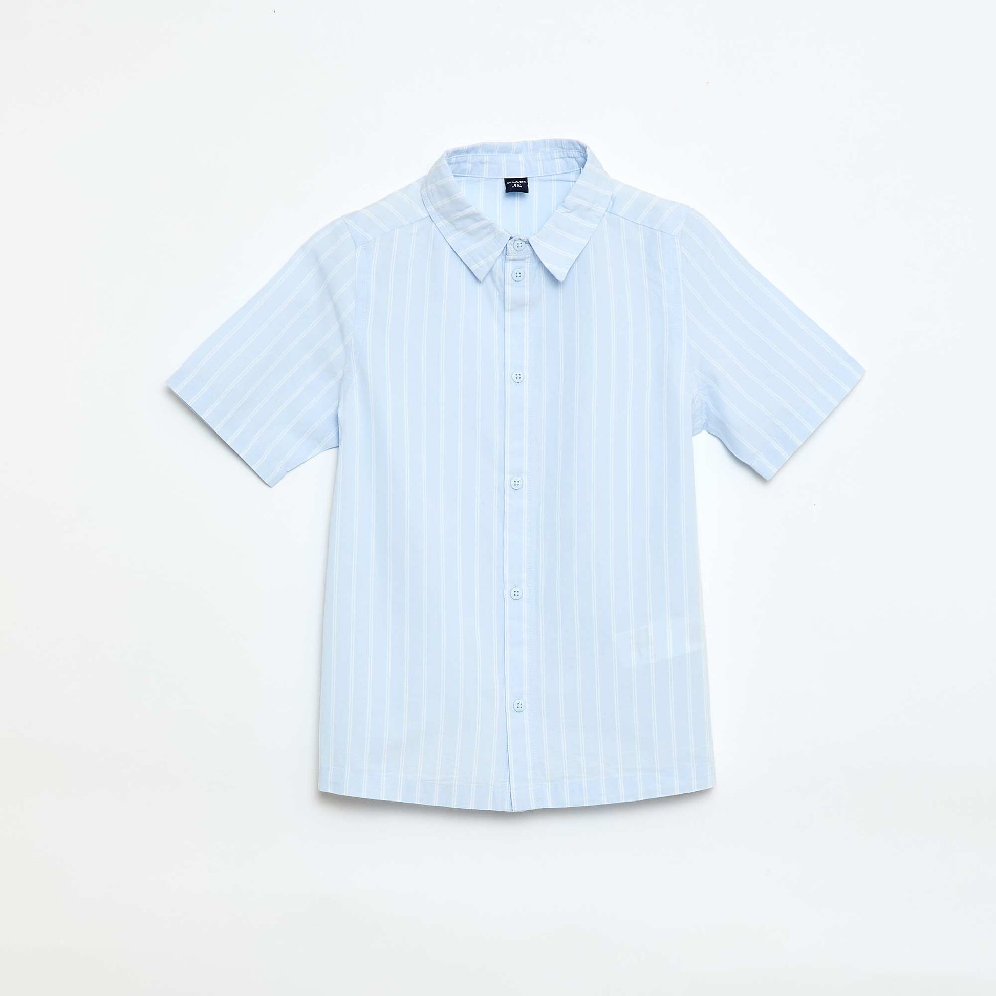 Chemise à rayures manches courtes en coton BLEU