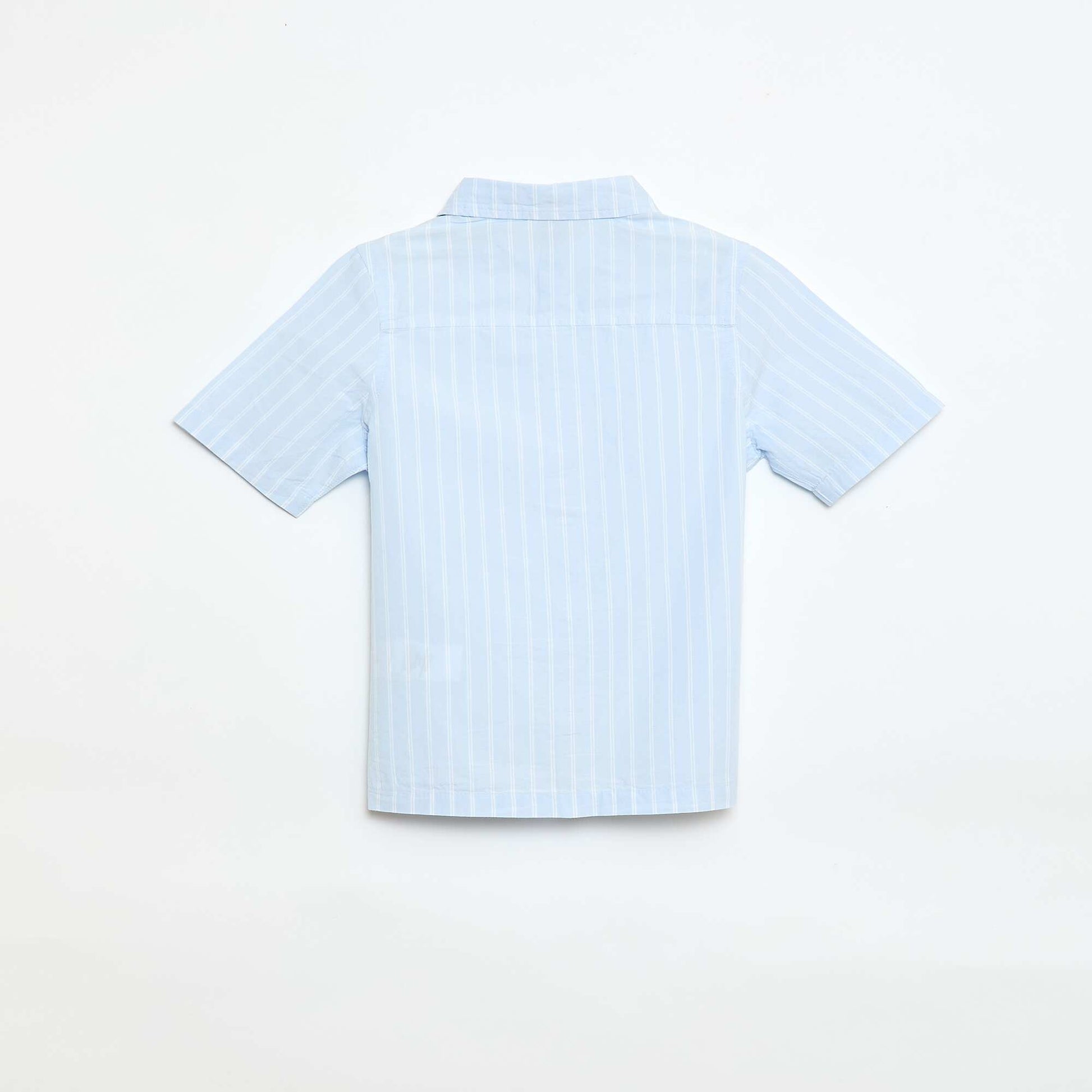 Chemise à rayures manches courtes en coton BLEU
