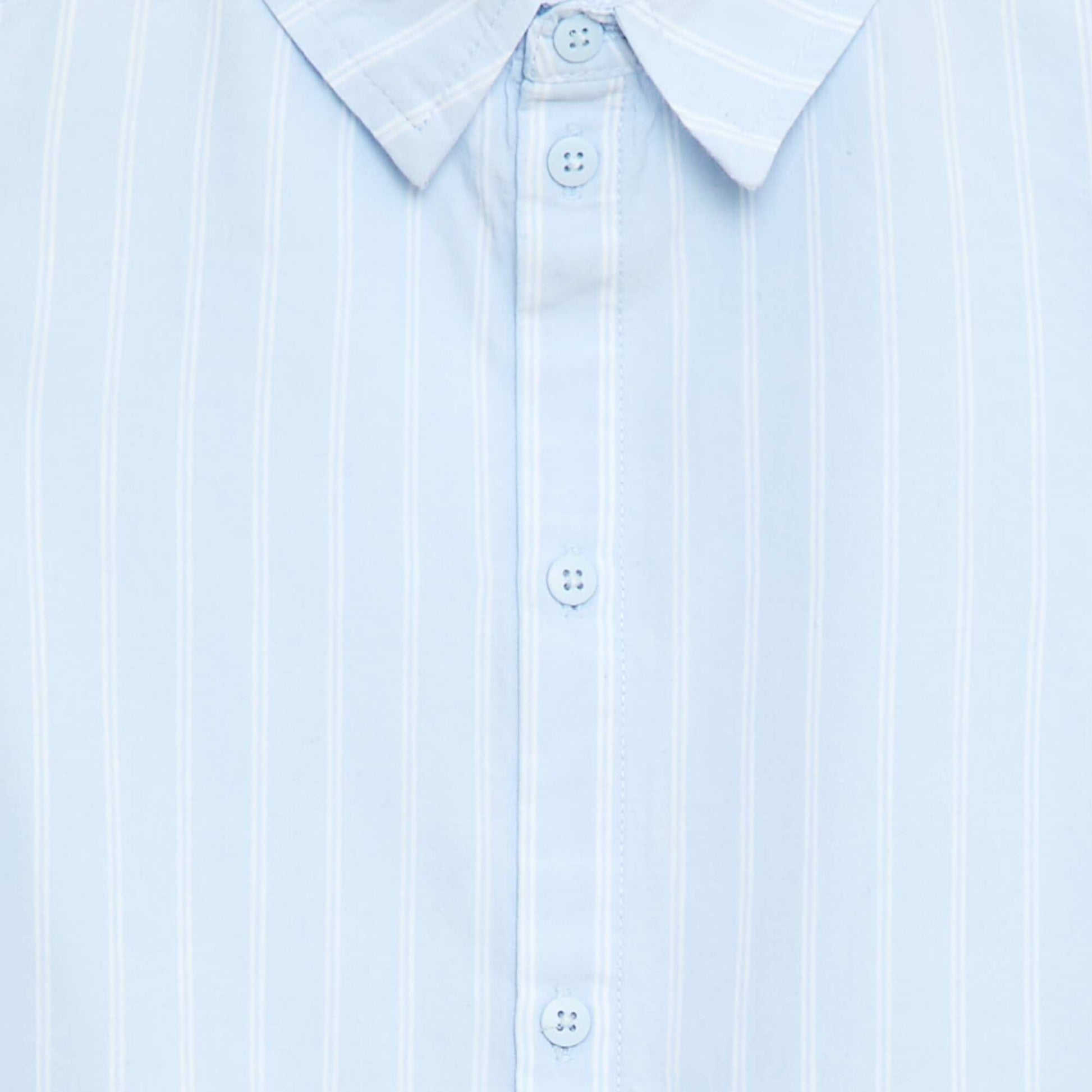 Chemise à rayures manches courtes en coton BLEU