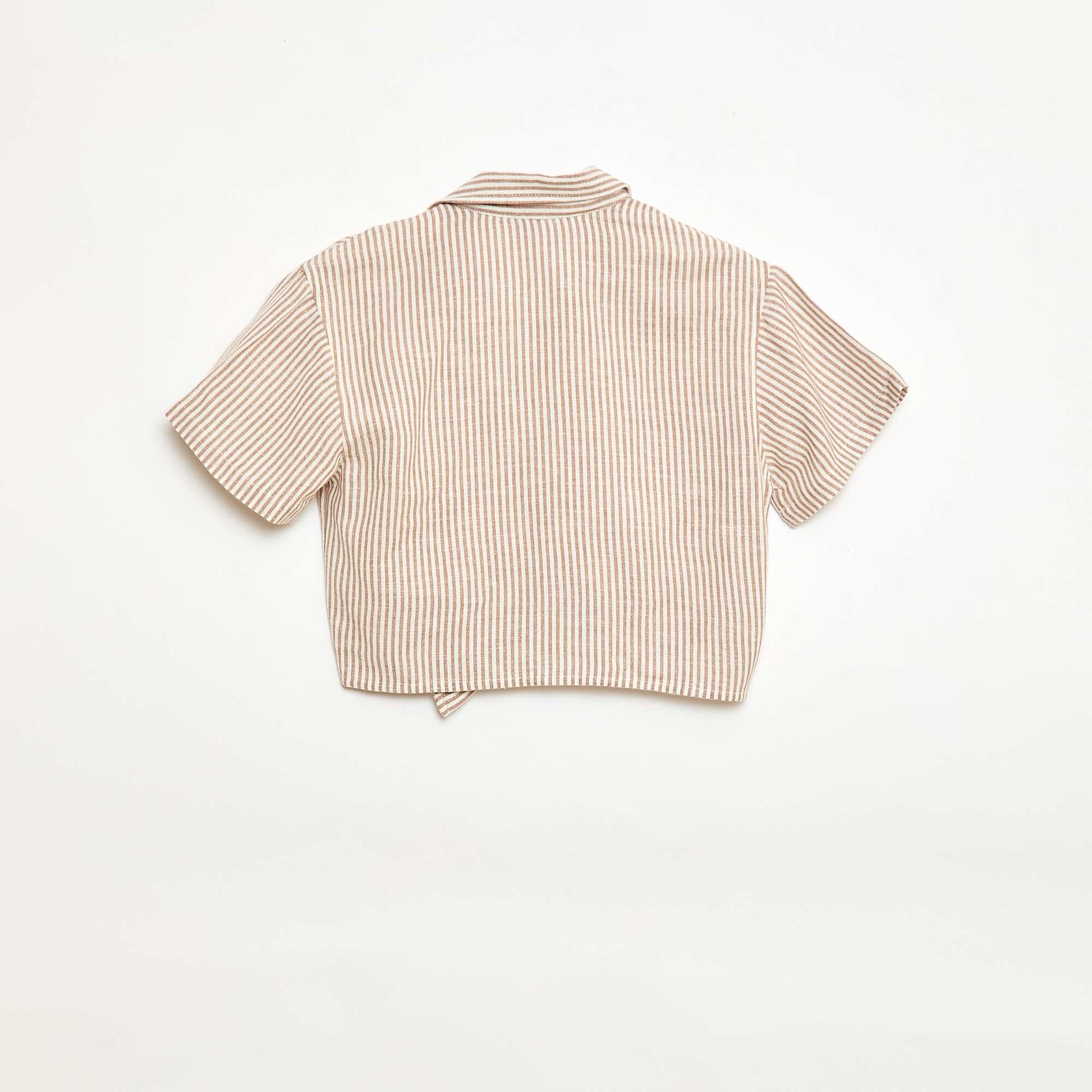 Chemise à manches courtes en lin mélangé BEIGE